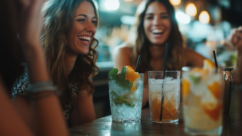 Groupe de filles en train de boire un verre pendant un EVJF à La Playce.